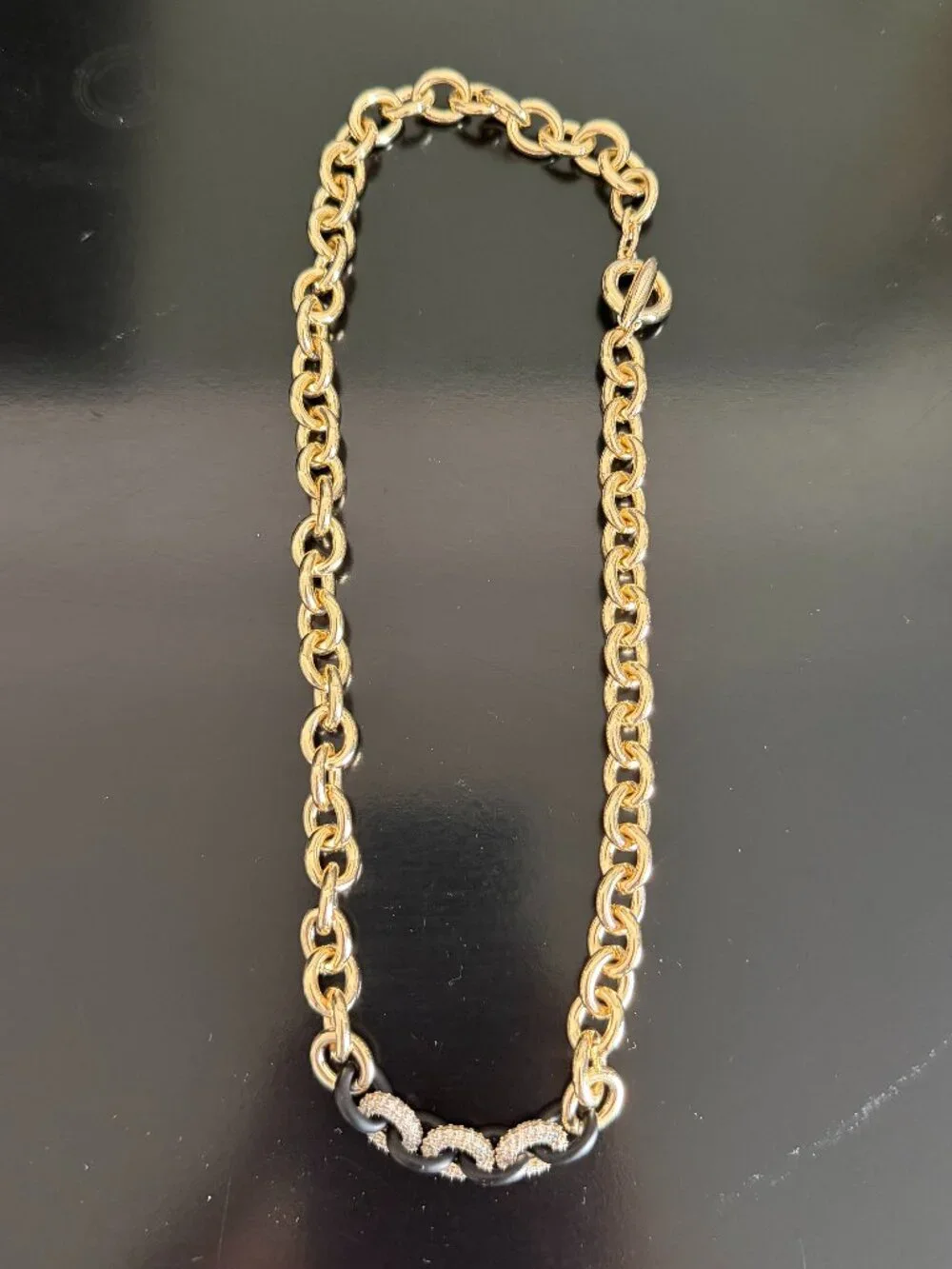 ROXANNE ASSOULIN TOUCH OF MIDNIGHT LINK NECKLACE - Gold & Black - Picture 6 of 8